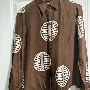Miu Miu Brown and White Patterned Top